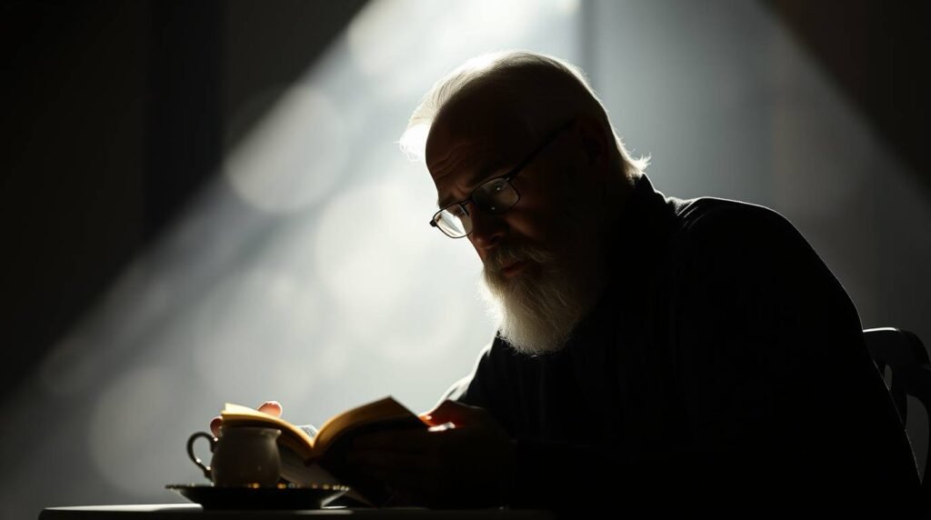 marcodelucareadingwolfe esoterristablecom Marco DeLuca reading Nero Wolfe at lunch