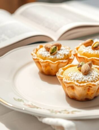 This describes the image for screen readers and improves SEO with keywords like vegan amandine and pistachio