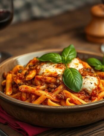 zitiallamafiamain esoterristablecom Vegetarian baked ziti alla mafia in a rustic dish with bubbling cheese and fresh basil