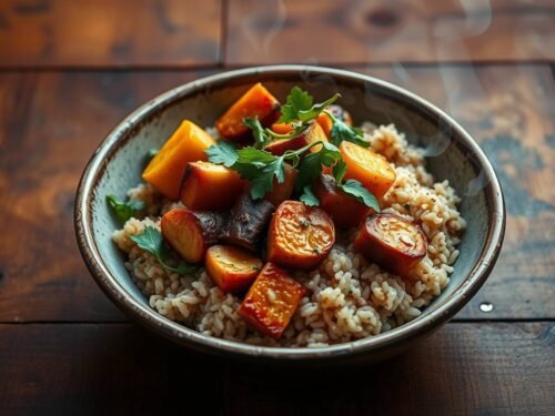 A grounding Avatar Earth Tribe root and grain bowl inspired by the Ace of Pentacles