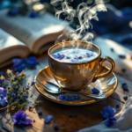 Dream weaving elixir under moonlight with blue lotus and lavender