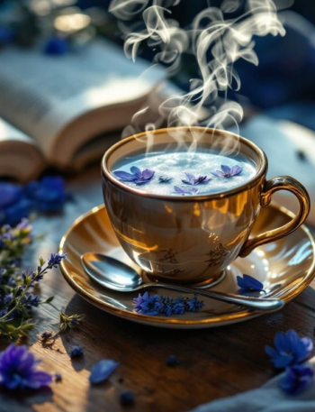 Dream-weaving elixir under moonlight with blue lotus and lavender