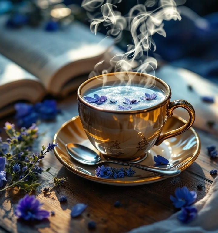 Dream weaving elixir under moonlight with blue lotus and lavender