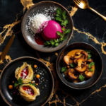 Gourmet vegan feast inspired by Nero Wolfe featuring artichokes beets and brown butter magic