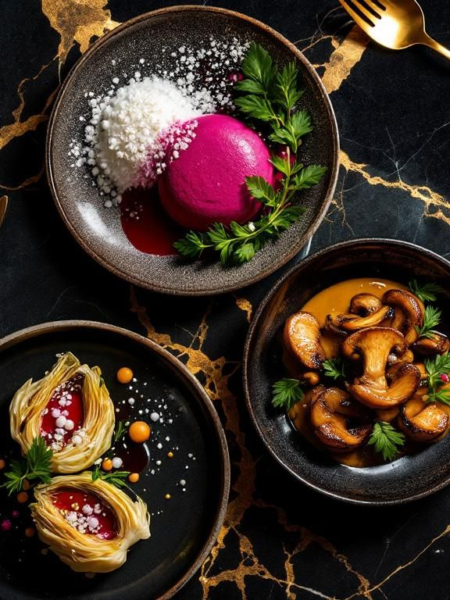 Gourmet vegan feast inspired by Nero Wolfe featuring artichokes beets and brown butter magic