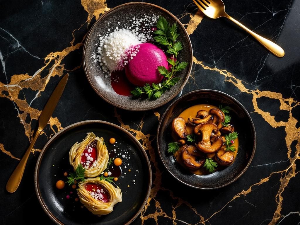 Gourmet vegan feast inspired by Nero Wolfe featuring artichokes beets and brown butter magic